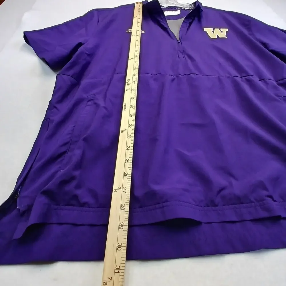Adidas Washington Huskies XL Purple 1/2 Zip Short Sleeve Pullover Jacket